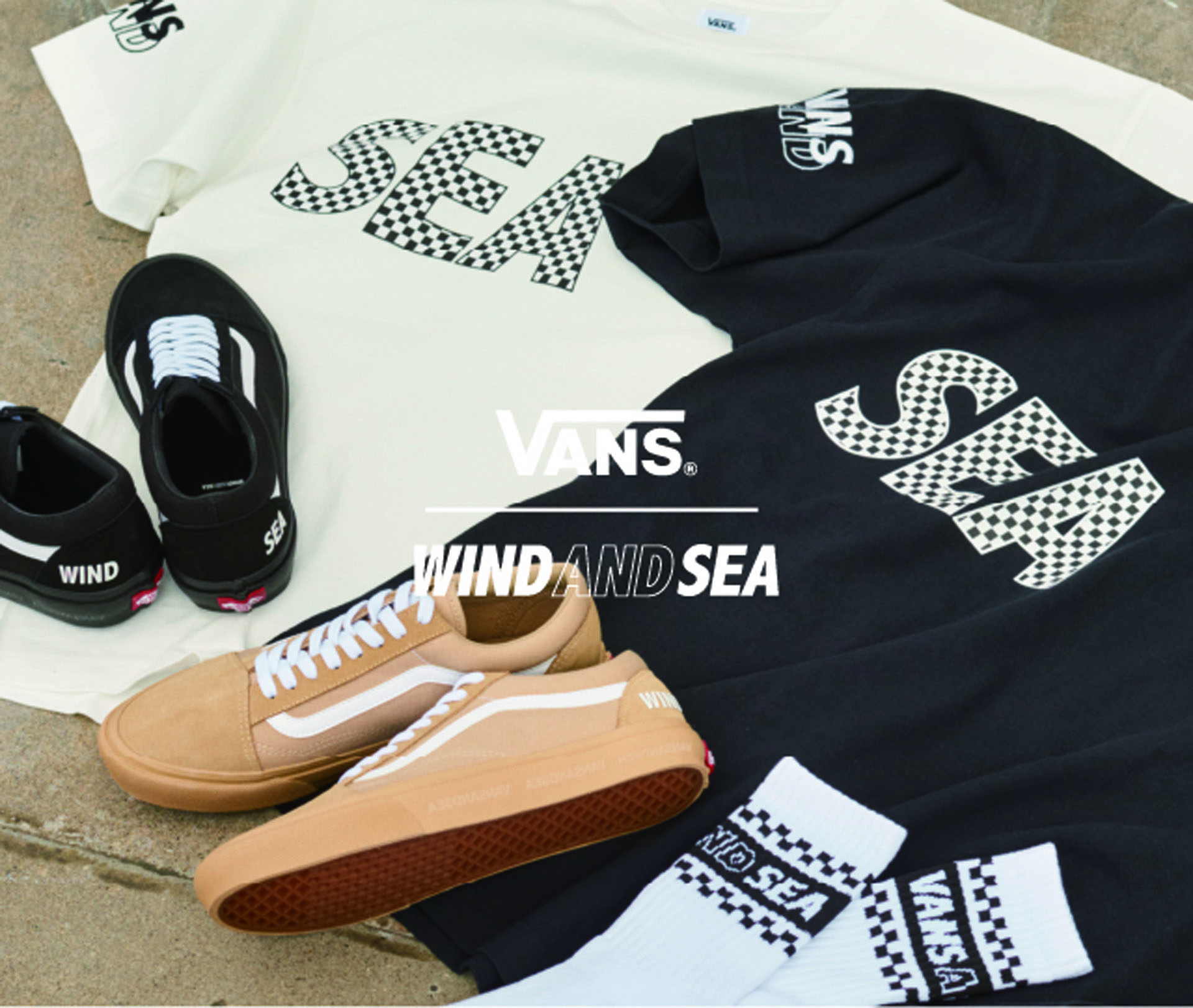 WIND AND SEA × VANS コラボ チェッカーフラッグ Tシャツ-