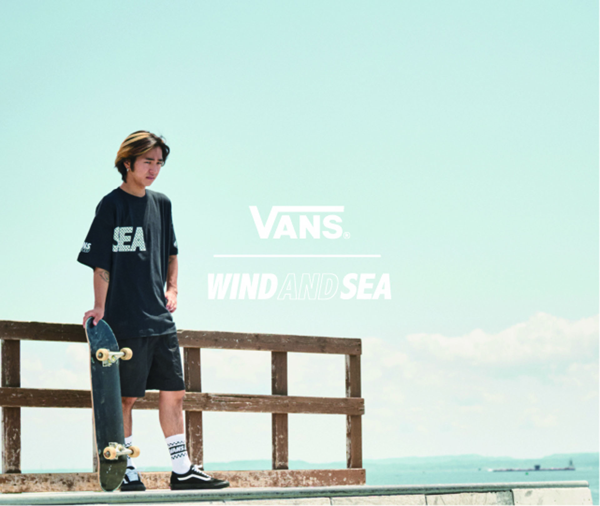 WIND AND SEA × VANS コラボ チェッカーフラッグ Tシャツ-